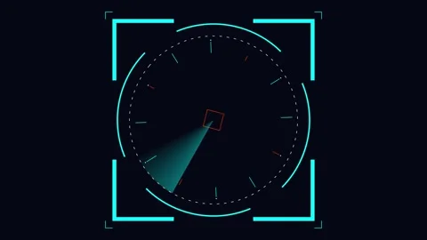 Futuristic HUD circular interface target element on black background Video stock 345228656