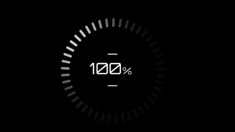 Futuristic HUD Circular Loading Progress Bar 100 Percent on Black Background Stock Footage 336656472