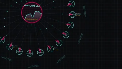Futuristic HUD Circular Network Diagram Data Visualization 動画素材 342696409