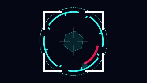 Futuristic HUD circular target interface element overlay Stock Footage 345228663