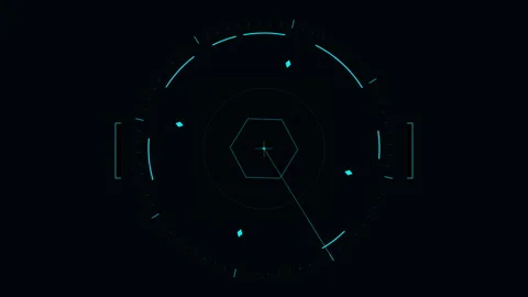 Futuristic HUD compass and navigation interface with cyan glowing elements Stock Footage 348326728