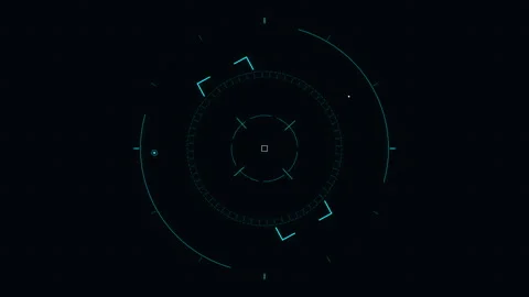 Futuristic HUD compass interface rotating and pulsing on dark grid background Stock Footage 348325050