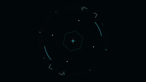 Futuristic HUD Compass Interface Rotating on Dark Cyber Background Stock Footage 348325254