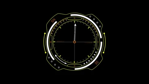 Futuristic HUD Compass UI Overlay with Rotating Scale Stock Footage 339662930