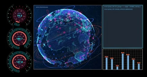 Futuristic Hud  with Computer Data Screen design element. Stock Footage 80102145