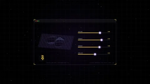 Futuristic HUD Control Panel with Audio Waveform and Sliders Motion Stock Footage 342779915