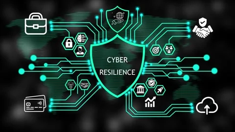 Futuristic HUD Cyber Resilience Shield Interface Screen 4K 스톡 동영상 342633798
