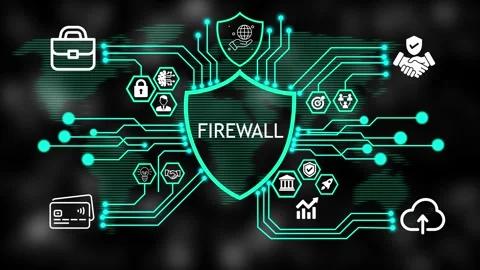 Futuristic HUD Cyber Security Firewall Shield Interface Screen 4K 스톡 동영상 342634220