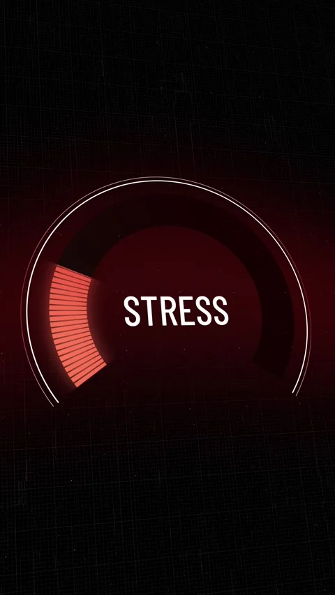 Futuristic HUD dashboard display showing anxiety metrics, risk level dropping Stockbeeldmateriaal 327915231
