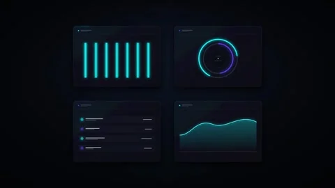 Futuristic hud dashboard interface with animated data charts and analytics .. Stock Footage 337552554
