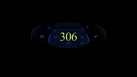 Futuristic hud dashboard showing speedometer with increasing speed 库存影片 284460373