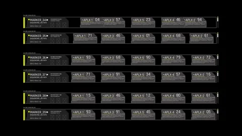 Futuristic HUD Data Array Screen with Scrolling Digital Code Stock Footage 339670377