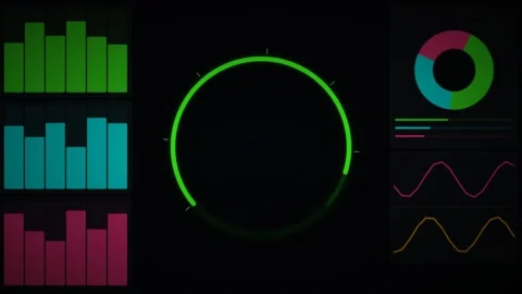 Futuristic HUD Data Dashboard with Animated Charts and Graphs Vídeo Stock 333185846