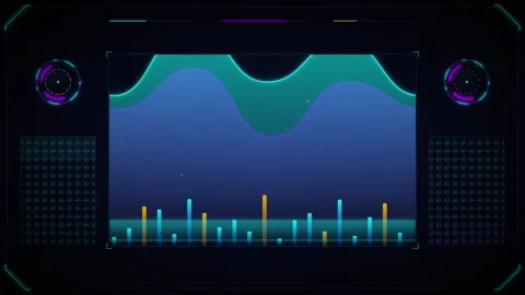 Futuristic hud data interface with animated waveforms and digital bar graph.. Stock Footage 337565207