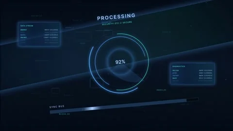 Futuristic HUD Data Processing Loading Screen Background Stock Footage 335369484