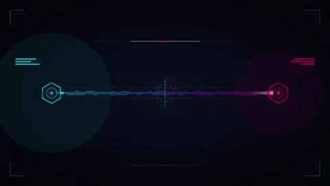 Futuristic hud data transfer interface with pulsing neon connection line an.. Stock Footage 337561002