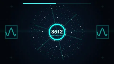 Futuristic HUD with Data Visualization, Oscilloscope Waveforms and Number 850 Stock Footage 346661322