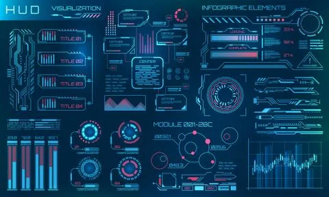 Futuristic HUD Design Elements. Infographic or Technology Interface for Stock Illustration