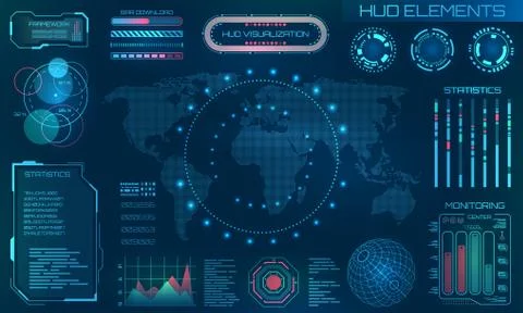 Futuristic HUD Design Elements. Infographic or Technology Interface for Stock Illustration