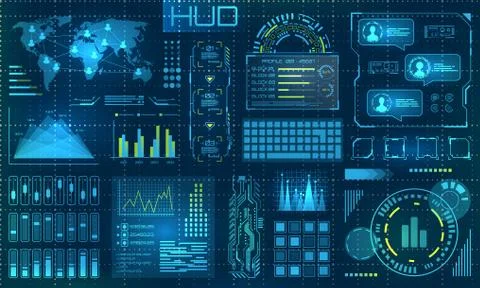 Futuristic HUD Design Elements. Infographic or Technology Interface for Stock Illustration