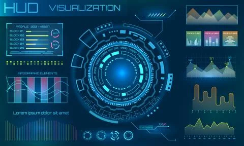 Futuristic HUD Design Elements. Infographic or Technology Interface for 库存插图