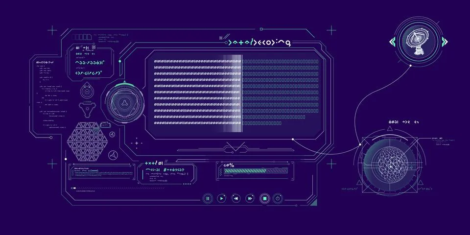 Futuristic HUD design of Sci-fi data. Illustrazione stock