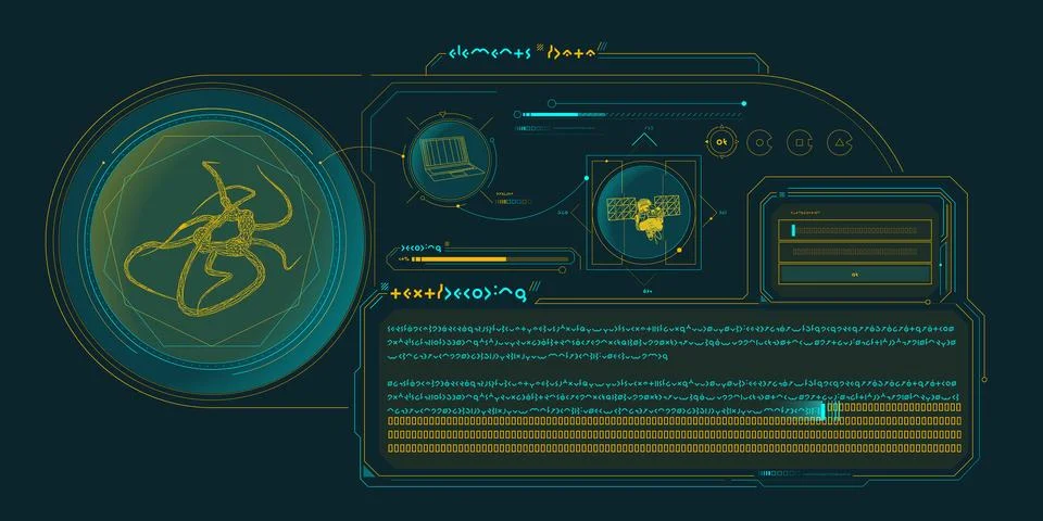 Futuristic HUD design of Sci-fi data. Illustrazione stock
