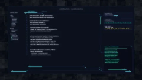 Futuristic HUD with digital data analysis and security motion graphic Stock Footage 347202900