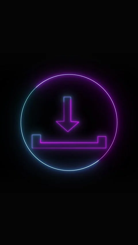 Futuristic HUD digital download arrow glowing neon circle progress bar vert.. Stock Footage 341611706