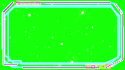 Futuristic hud digital frame with glowing neon lines and floating particles on Stock Footage 337463427