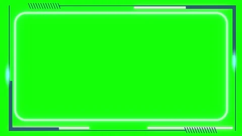 Futuristic HUD digital frame overlay with glowing light elements on green Stock Footage 343907950