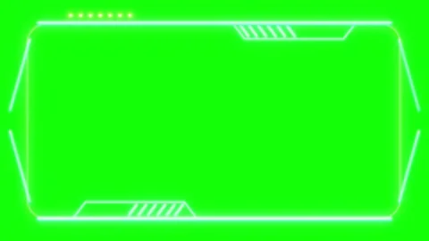 Futuristic HUD digital frame overlay with glowing white lines on green screen Stock Footage 343908001