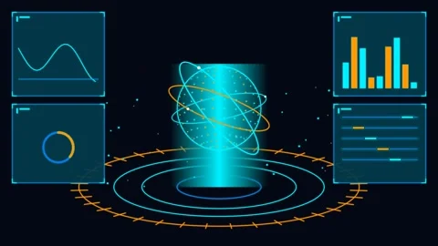 Futuristic hud digital globe interface with animated data Video stock 346966644
