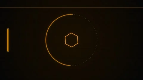 Futuristic hud digital interface elements with orange glowing icons Stock Footage 346506673