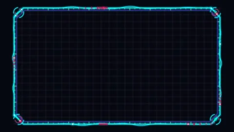 Futuristic hud digital interface frame with glowing neon data grid Stockbeeldmateriaal 346966403