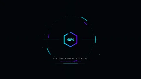 Futuristic HUD digital loading interface processing data with rotating rings and Stock Footage 348786989