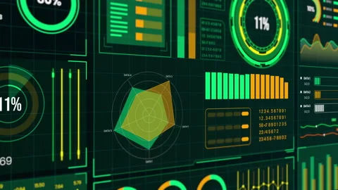 Futuristic HUD Display with Abstract Polygon and Graph Elements Animation. Stock Footage 318813986