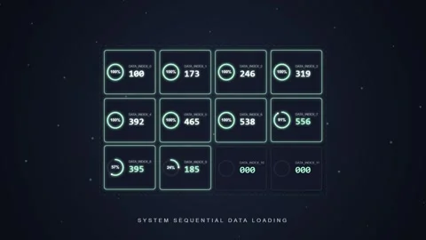 Futuristic HUD Display with Data Grids and Digital Interface Elements Stock Footage 348416145