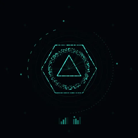 Futuristic HUD Display with Glowing Orbiting Elements and Data Visualizations Stock Footage 347259473
