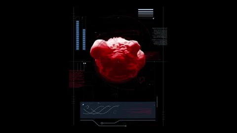 Futuristic HUD display of moving virus and infographic data Stockbeeldmateriaal 284464808