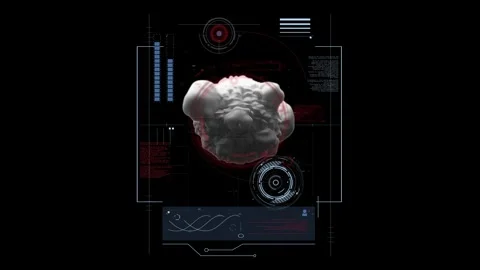 Futuristic HUD display of moving virus with final glitch Stockbeeldmateriaal 284464812