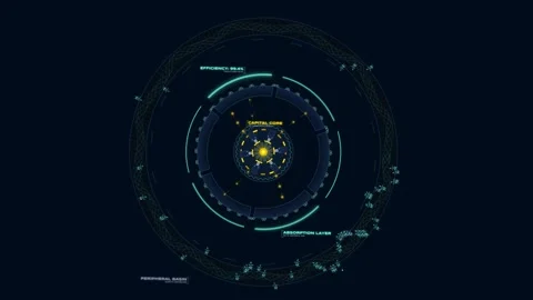 Futuristic HUD Displaying Macroeconomic Trickle Down Ecosystem And Capital Video stock 342698056