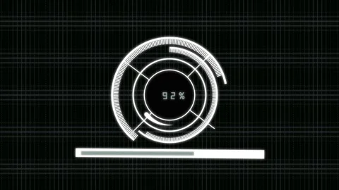 Futuristic HUD Element with 100% Loading Bar and Circular Target Reticle te.. Stock Footage 321454397