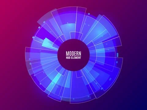 Futuristic hud element. Circle technology concept. Modern blue and violet 库存插图