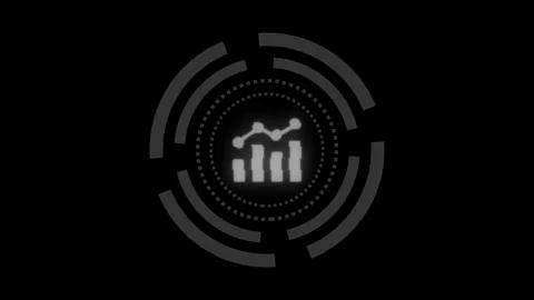 Futuristic hud element displays rising bar graph chart inside rotating circ.. Stock Footage 334829702