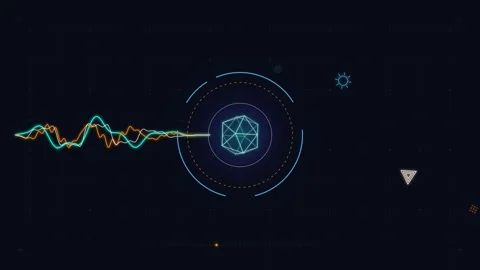Futuristic Hud Element with Waveform and Geometric Shape, Data Visualization Stock Footage 341400172