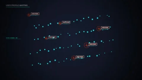 Futuristic HUD Elements and Data Streams on Dark Grid Background Stock Footage 348420776