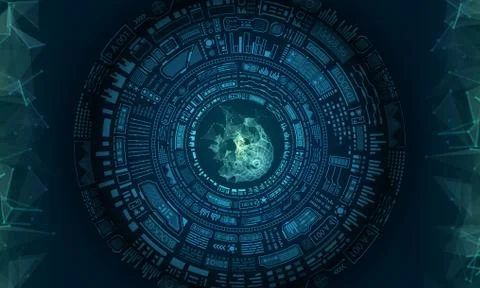 Futuristic HUD Elements Design, Techno Background Stock Illustration