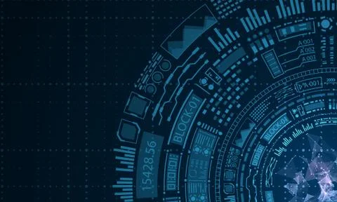 Futuristic HUD Elements Design, Techno Background Stockillustratie