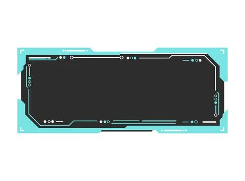 Futuristic HUD frame featuring neon cyan accents on a dark gray background... 스톡 일러스트